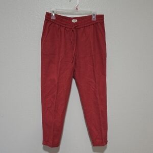 J. Crew Red Joggers with Relaxed Fit and Tapered Leg